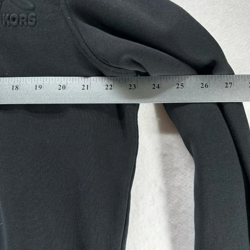 Michael Kors Sweatshirt Womens Sz L Fleece Lined 1/4 Zip Pullover Black - Picture 8 of 10